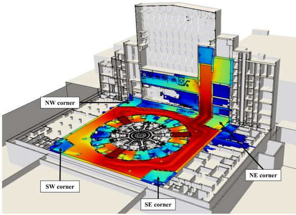 Integral total dose map (in μSv) produced by the extraction of the 54 divertor cassettes